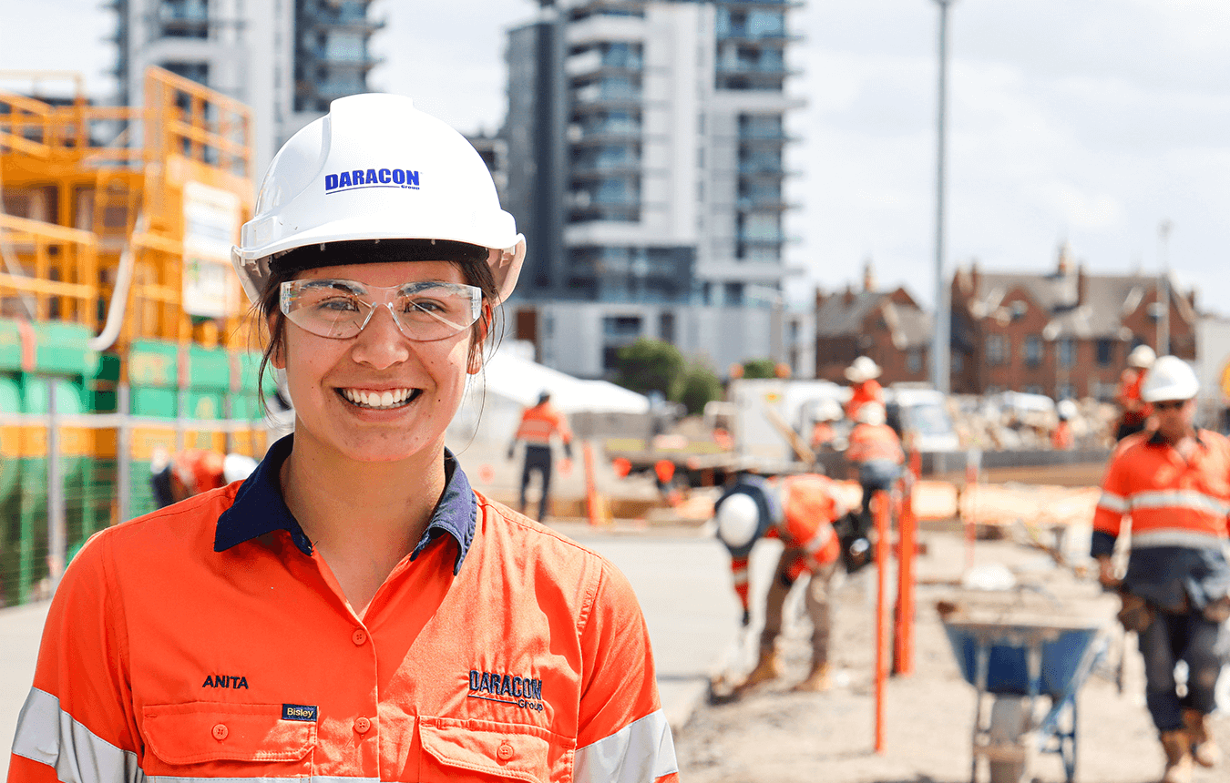 Anita, train engineer with Daracon Group on worksite